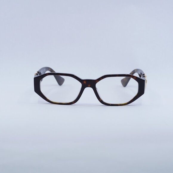 Versace VE3320U 108 Eyeglasses Dark Havana 56mm Geometric Frame - Picture 3 of 11